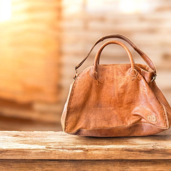 Leather Handbag, Bed Stu Rockaway Tote in Tan Rustic - Picture 4 of 13